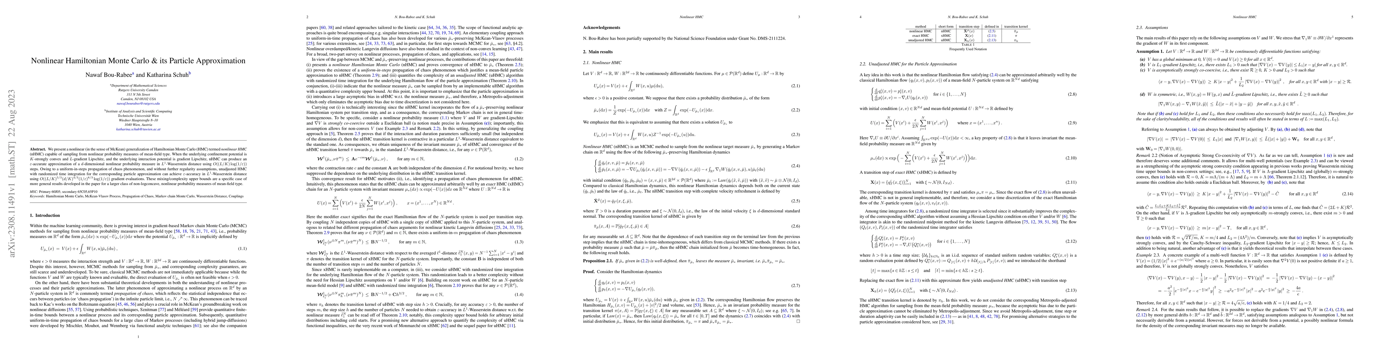 Thumbnail for Nonlinear Hamiltonian Monte Carlo & its Particle Approximation
