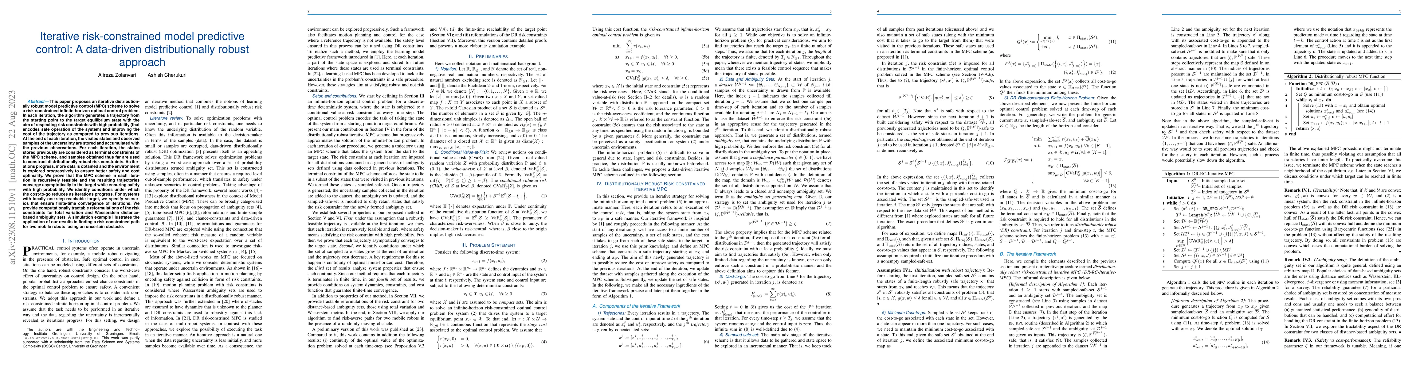 Thumbnail for Iterative risk-constrained model predictive control: A data-driven
  distributionally robust approach