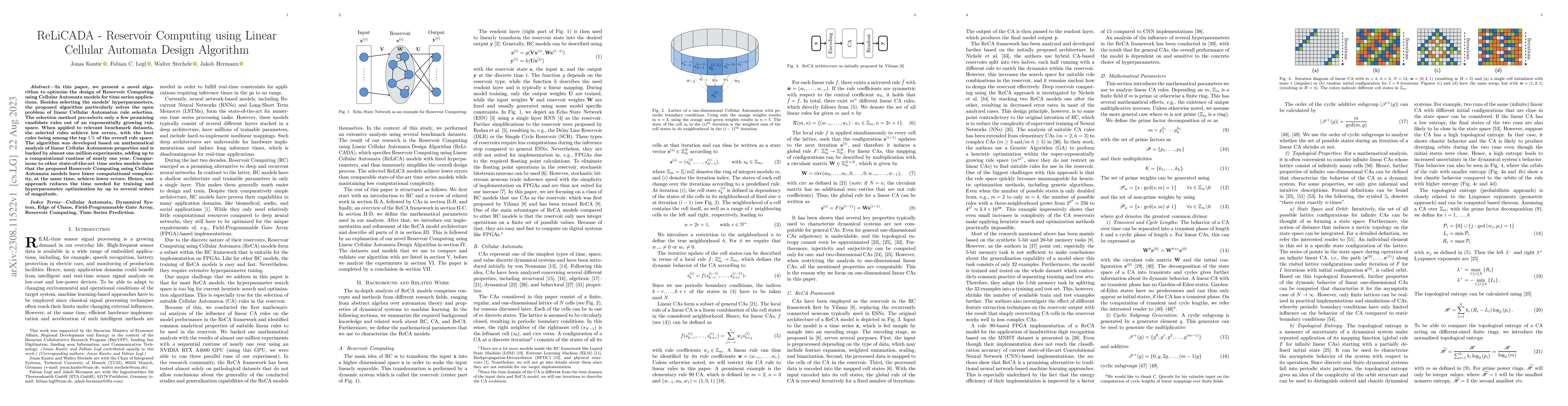 Thumbnail for ReLiCADA -- Reservoir Computing using Linear Cellular Automata Design
  Algorithm