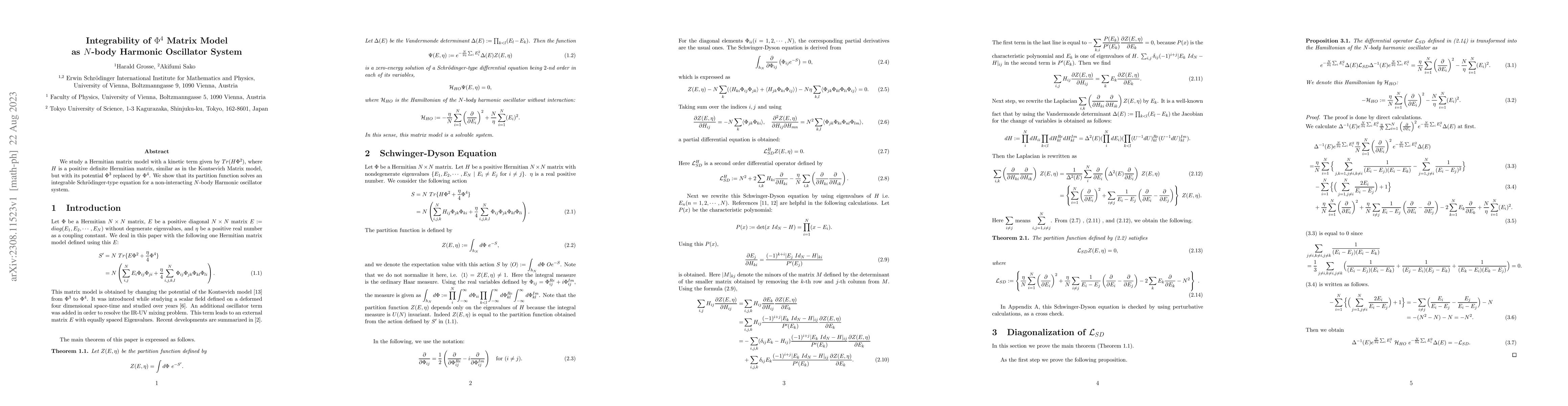 Thumbnail for Integrability of $\Phi^4$ Matrix Model as $N$-body Harmonic Oscillator
  System