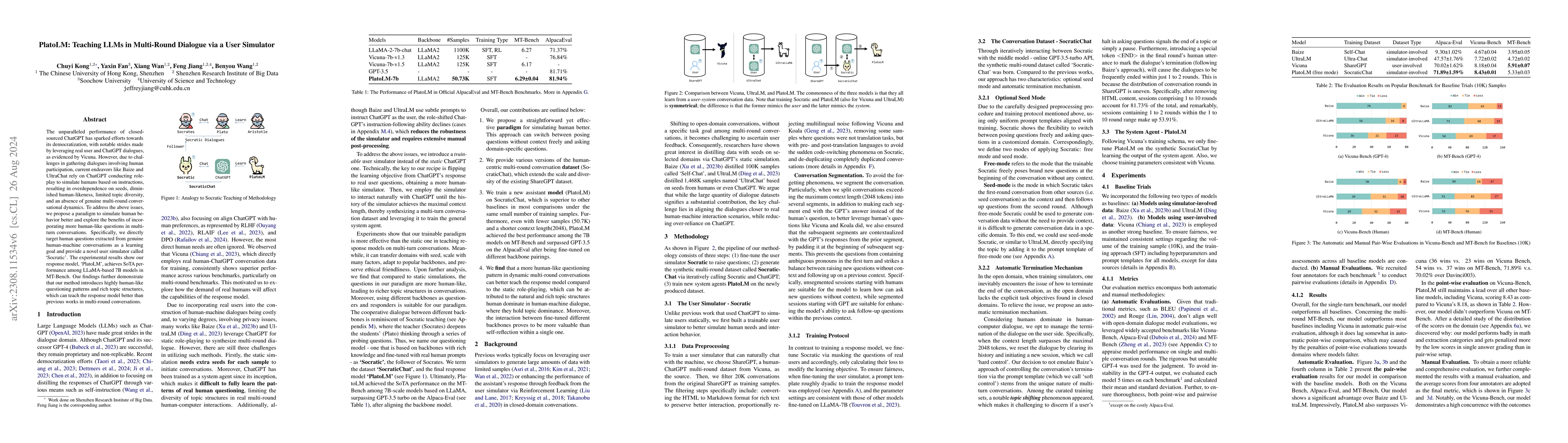 Thumbnail for PlatoLM: Teaching LLMs in Multi-Round Dialogue via a User Simulator