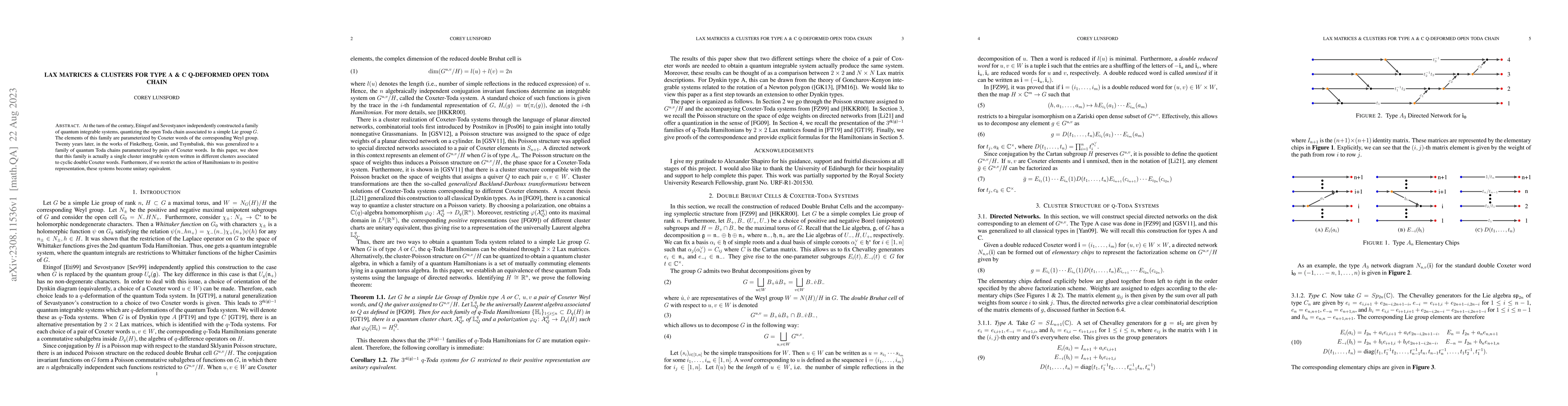 Thumbnail for Lax Matrices & Clusters for Type A & C Q-Deformed Open Toda Chain