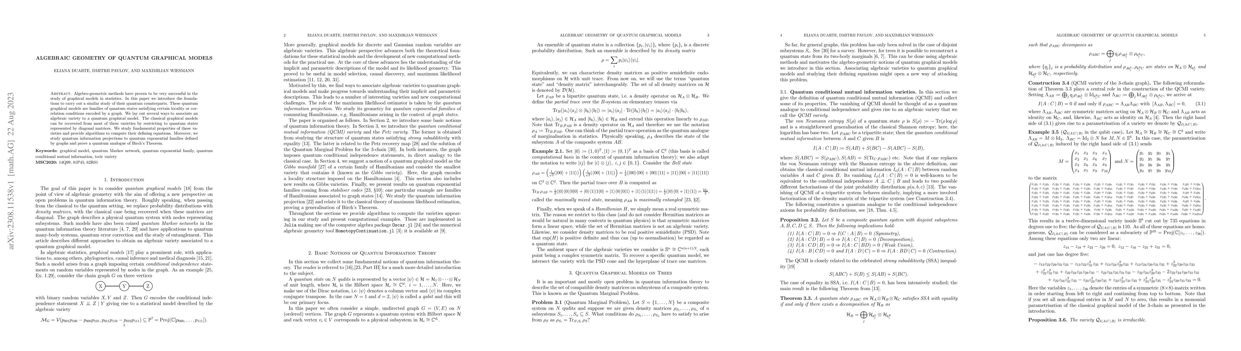 Thumbnail for Algebraic Geometry of Quantum Graphical Models