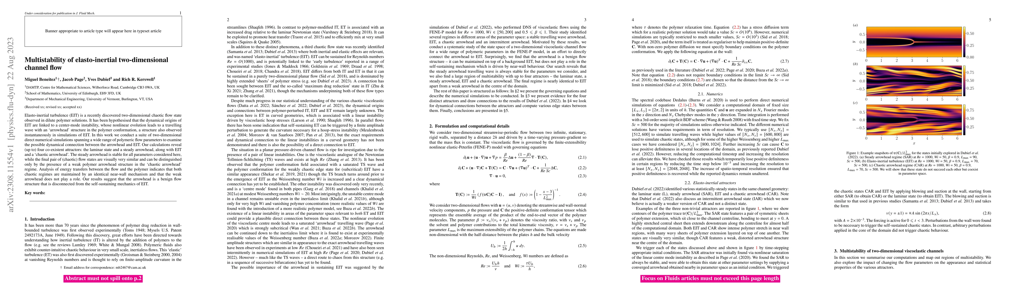 Thumbnail for Multistability of elasto-inertial two-dimensional channel flow