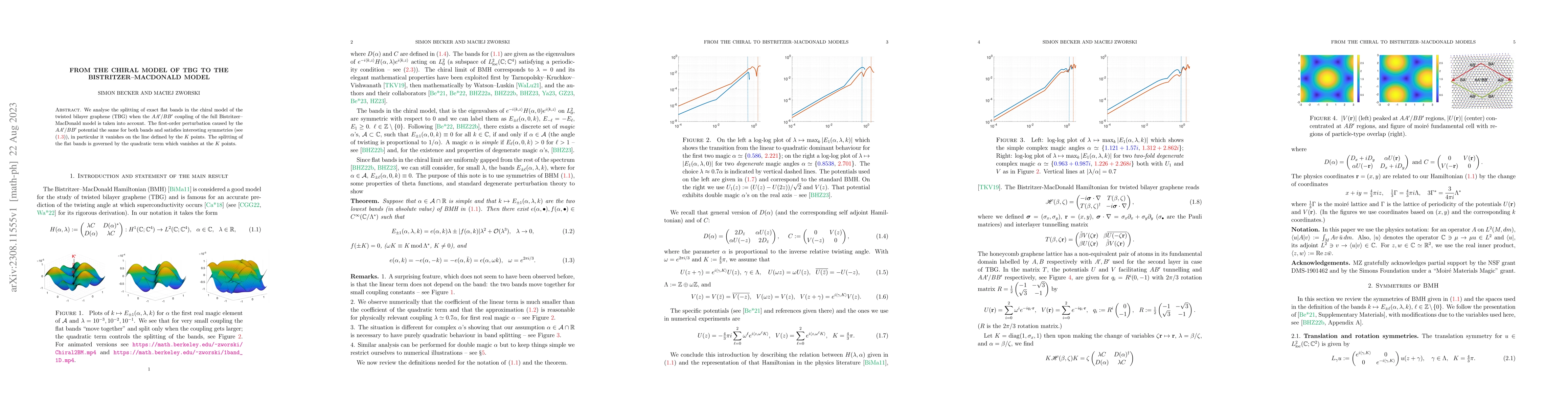 Thumbnail for From the chiral model of TBG to the Bistritzer--MacDonald model