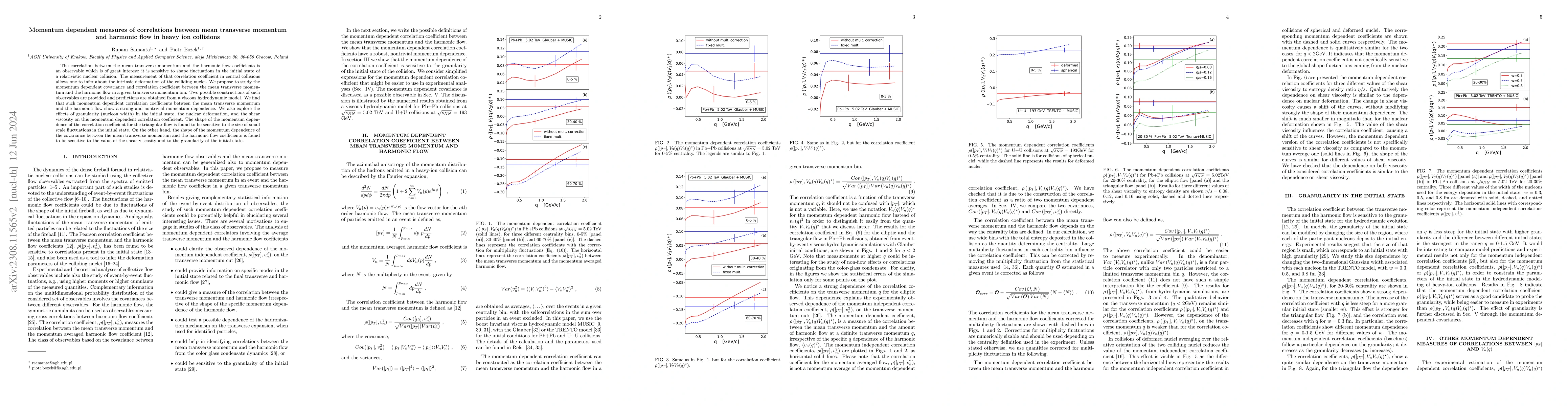 Thumbnail for Momentum dependent measures of correlations between mean transverse
  momentum and harmonic flow in heavy ion collisions