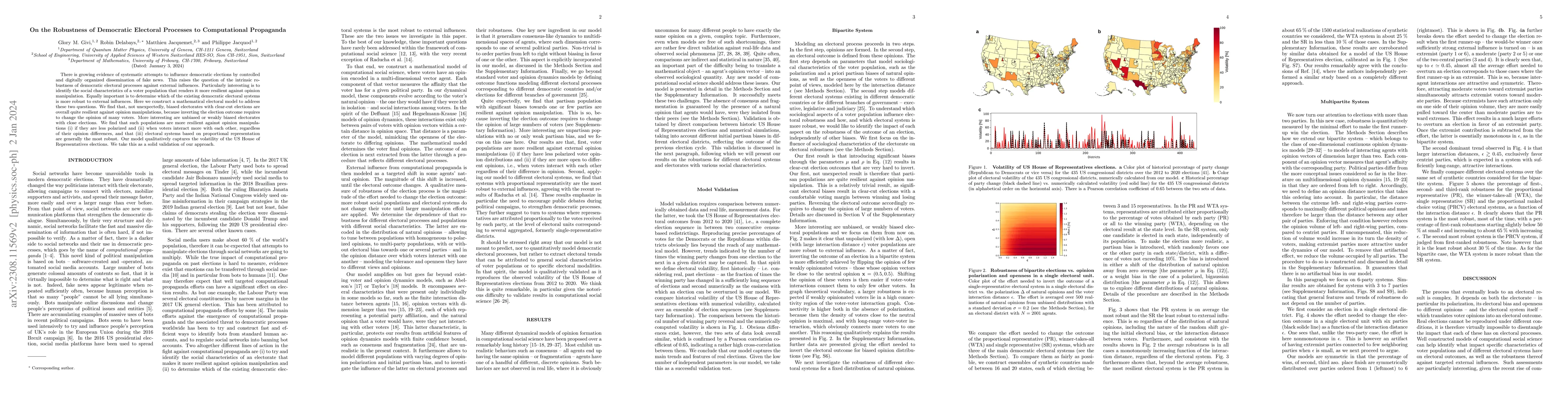 Thumbnail for On the Robustness of Democratic Electoral Processes to Computational
  Propaganda