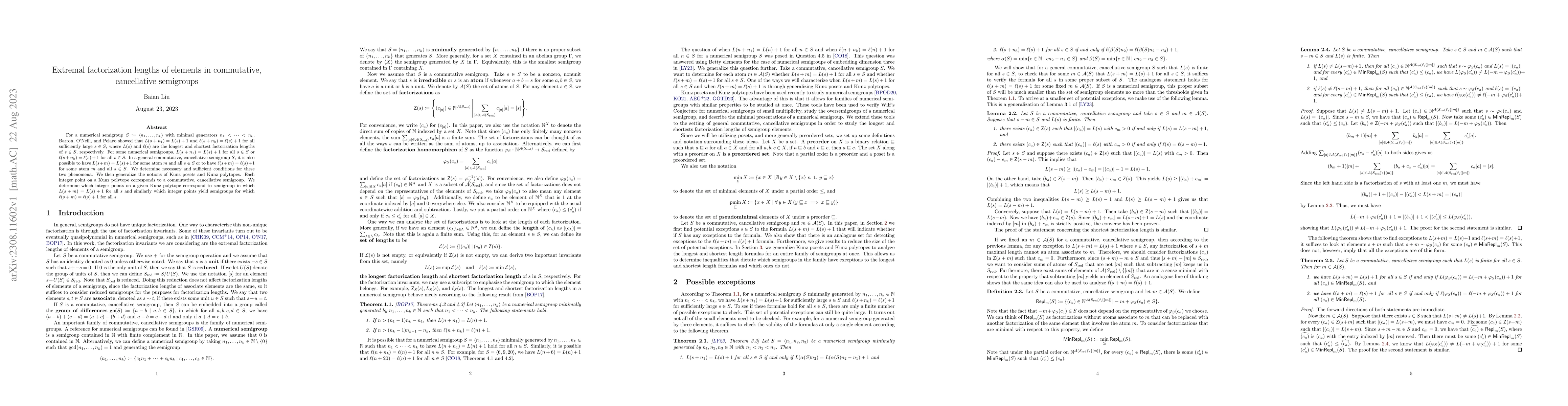 Thumbnail for Extremal factorization lengths of elements in commutative, cancellative
  semigroups