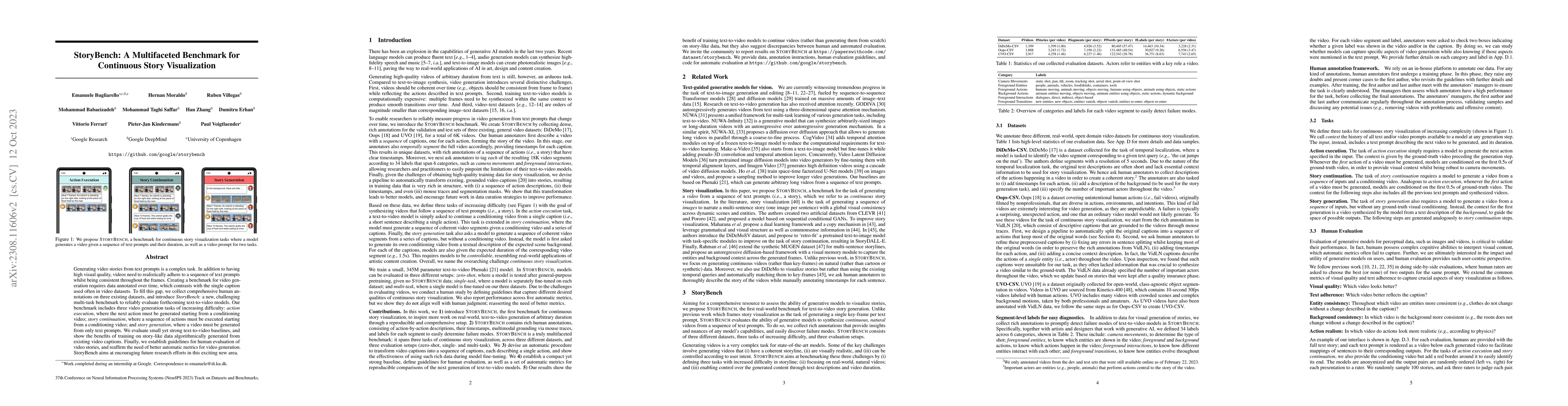 Thumbnail for StoryBench: A Multifaceted Benchmark for Continuous Story Visualization