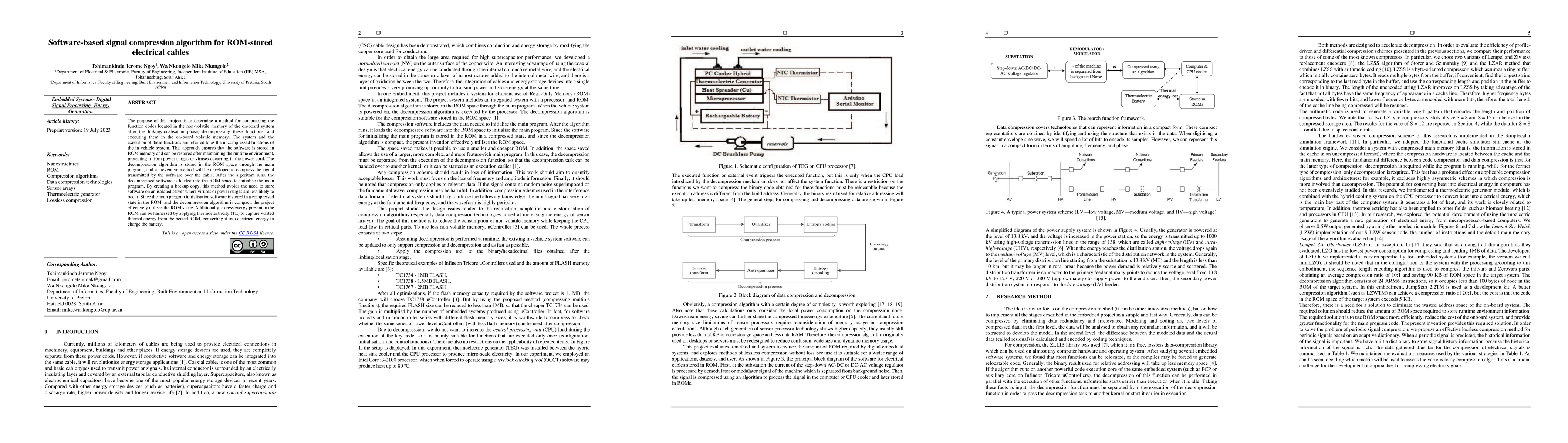 Thumbnail for Software-based signal compression algorithm for ROM-stored electrical
  cables