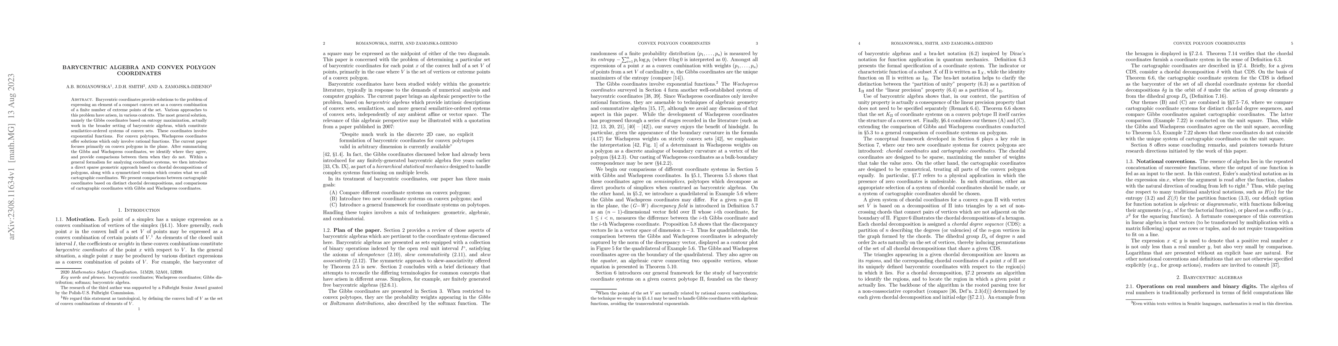 Thumbnail for Barycentric algebra and convex polygon coordinates