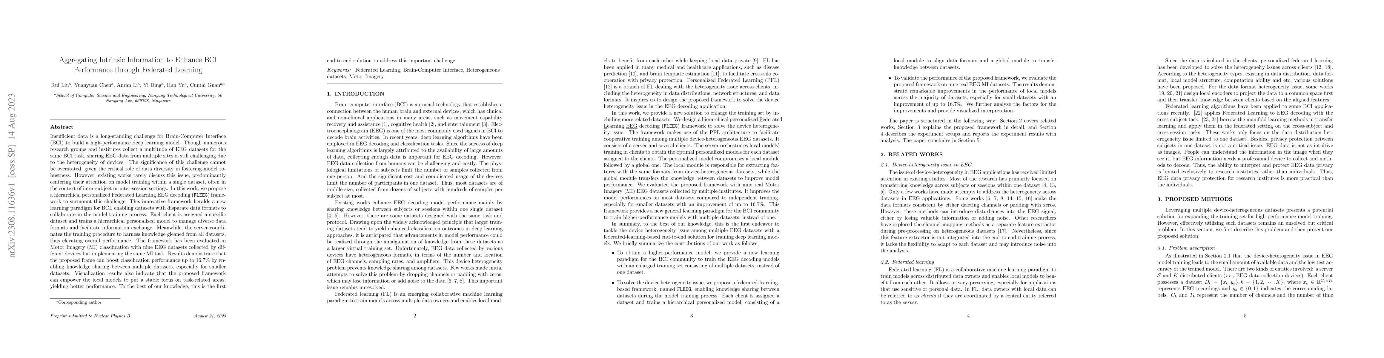 Thumbnail for Aggregating Intrinsic Information to Enhance BCI Performance through
  Federated Learning