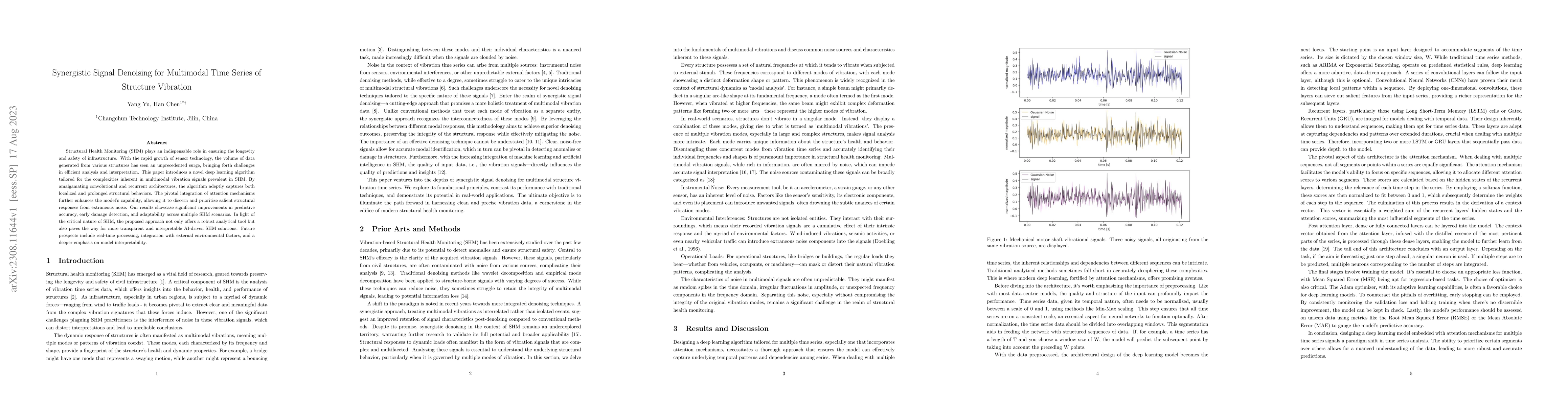 Thumbnail for Synergistic Signal Denoising for Multimodal Time Series of Structure
  Vibration