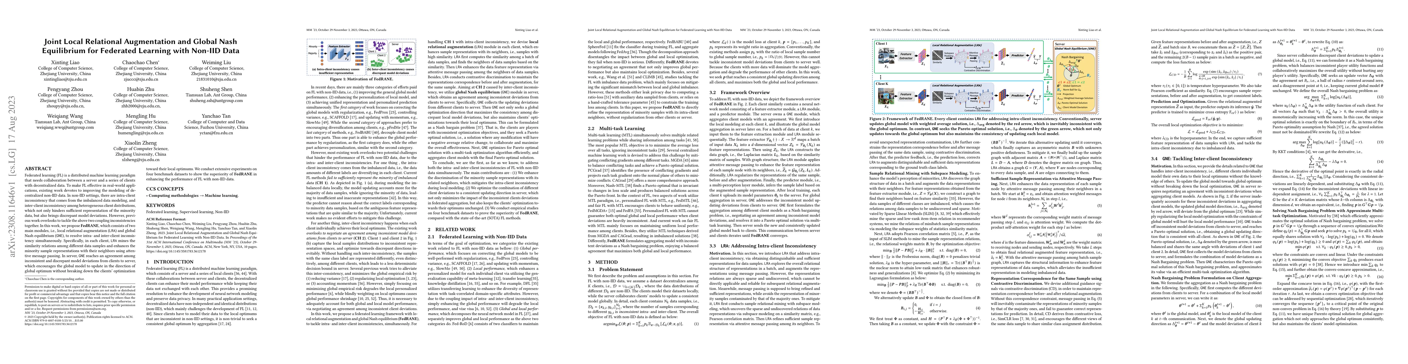 Thumbnail for Joint Local Relational Augmentation and Global Nash Equilibrium for
  Federated Learning with Non-IID Data