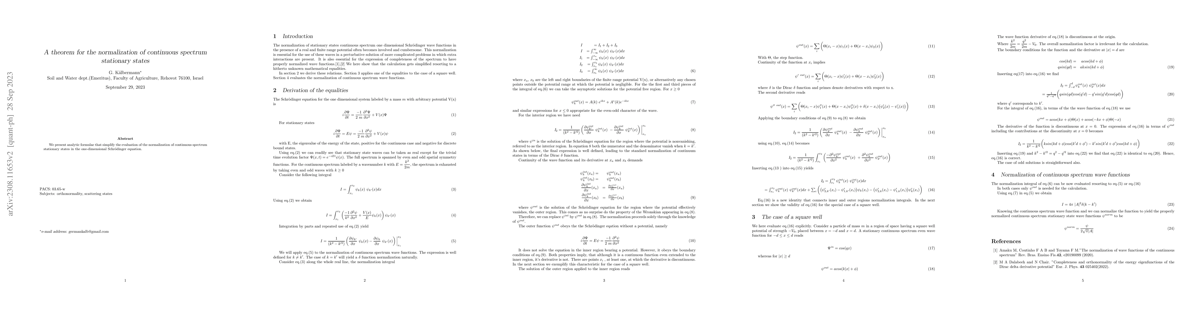 Thumbnail for A theorem for the normalization of continuous spectrum stationary states