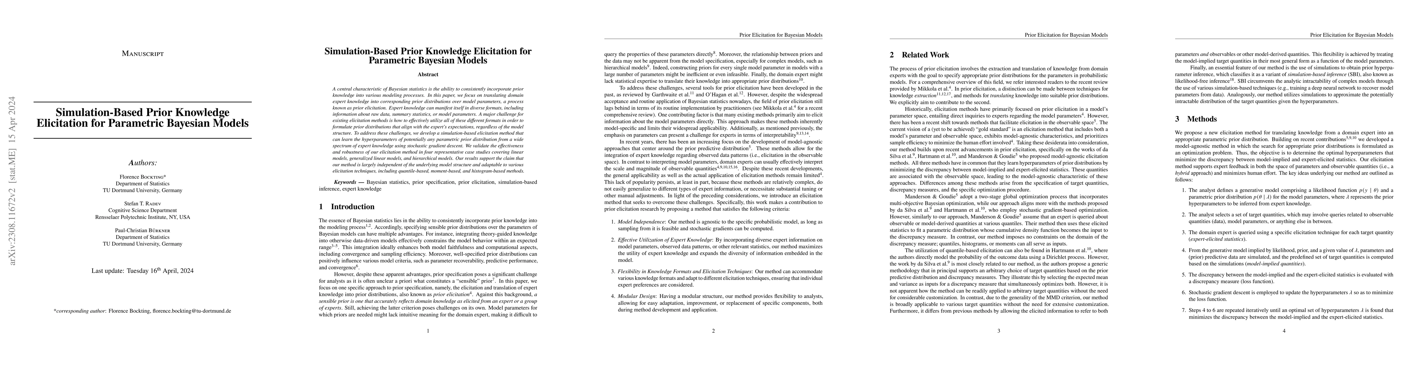 Thumbnail for Simulation-Based Prior Knowledge Elicitation for Parametric Bayesian
  Models