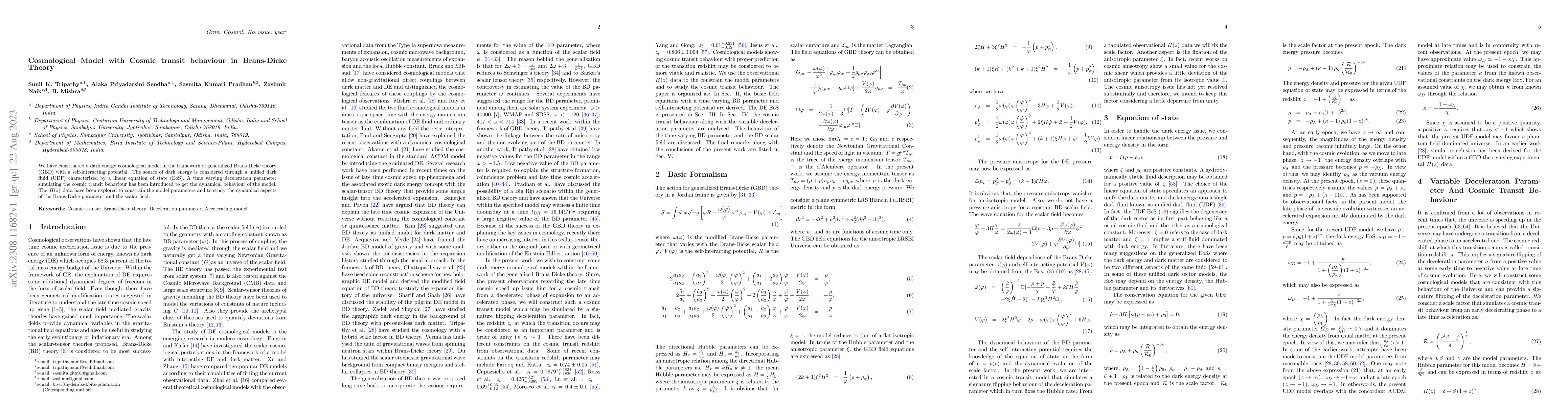 Thumbnail for Cosmological Model with Cosmic transit behaviour in Brans-Dicke Theory