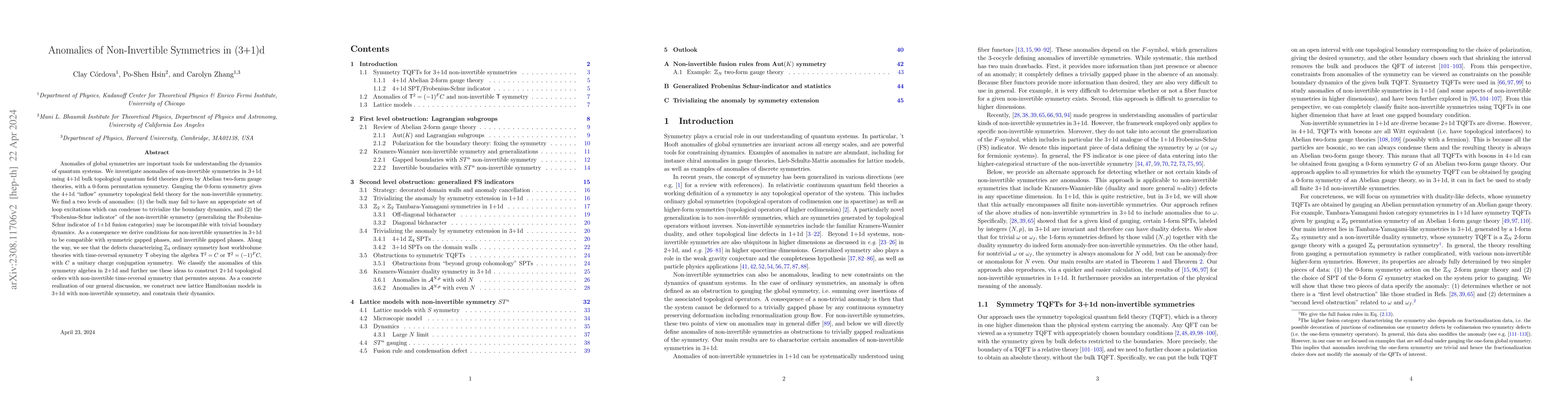 Thumbnail for Anomalies of Non-Invertible Symmetries in (3+1)d