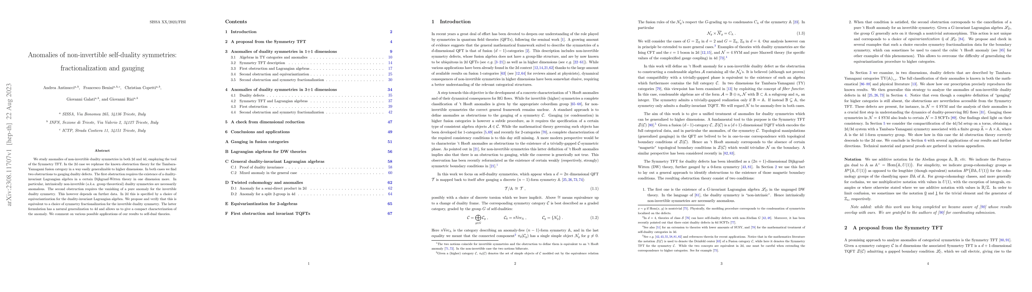 Thumbnail for Anomalies of non-invertible self-duality symmetries: fractionalization
  and gauging