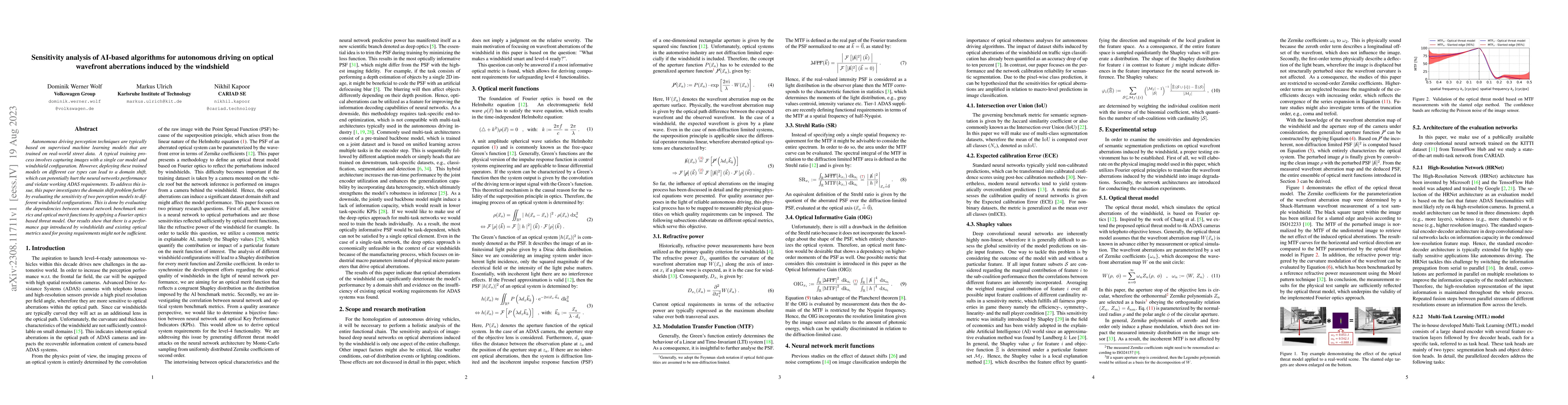 Thumbnail for Sensitivity analysis of AI-based algorithms for autonomous driving on
  optical wavefront aberrations induced by the windshield