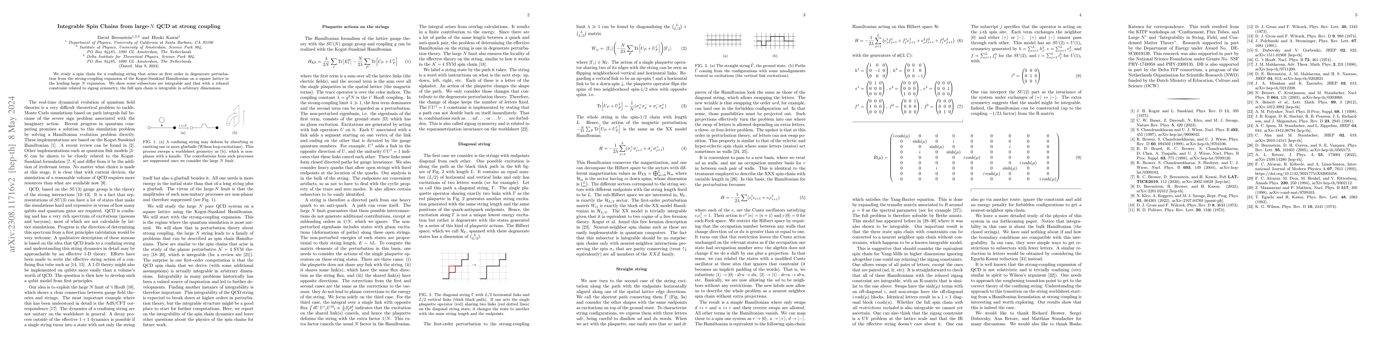 Thumbnail for Integrable Spin Chains from large-$N$ QCD at strong coupling