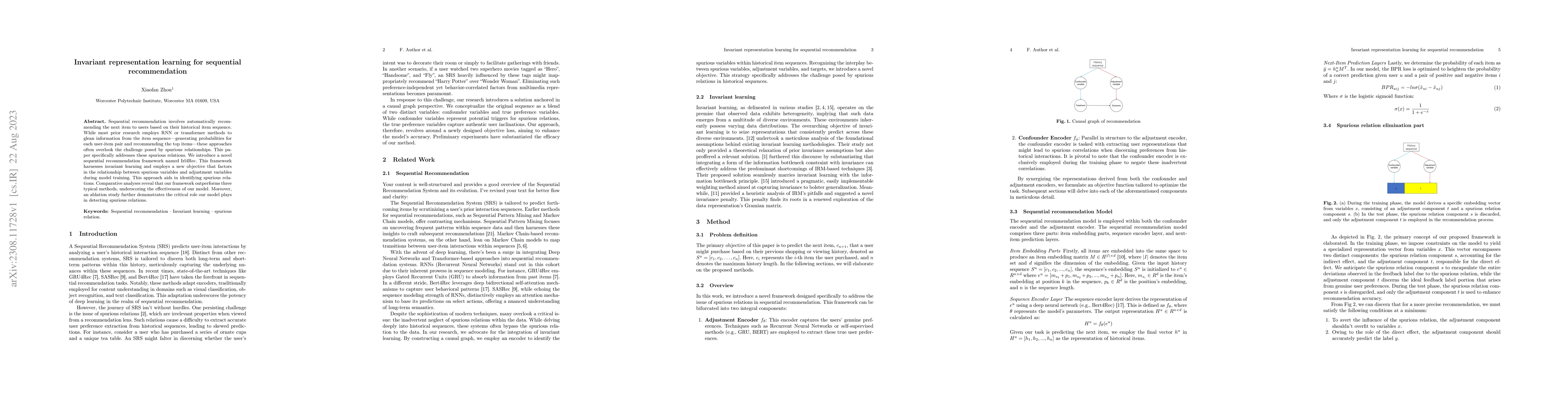 Thumbnail for Invariant representation learning for sequential recommendation