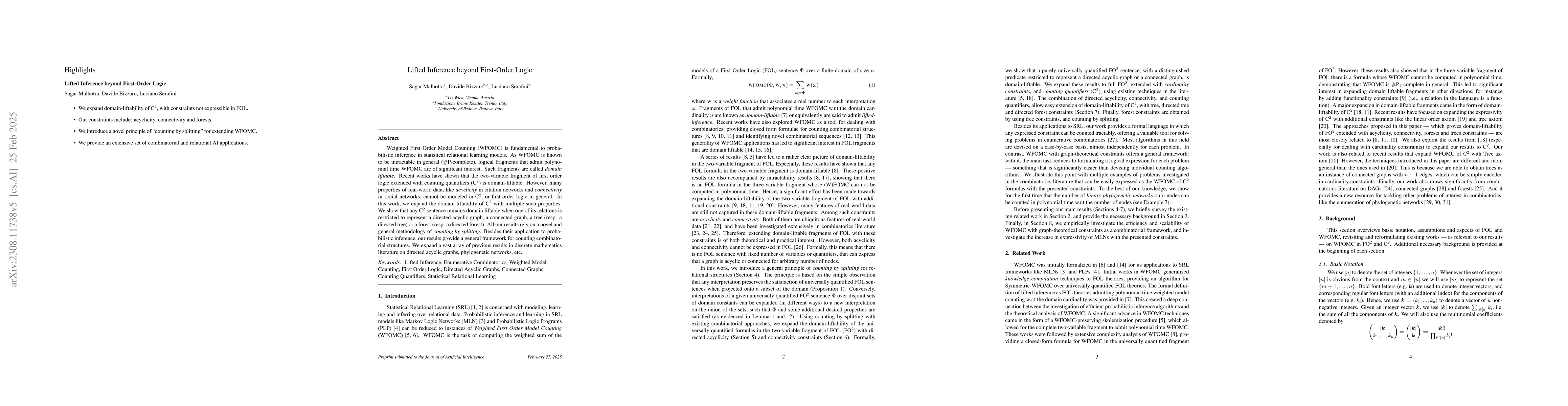 Thumbnail for Lifted Inference beyond First-Order Logic