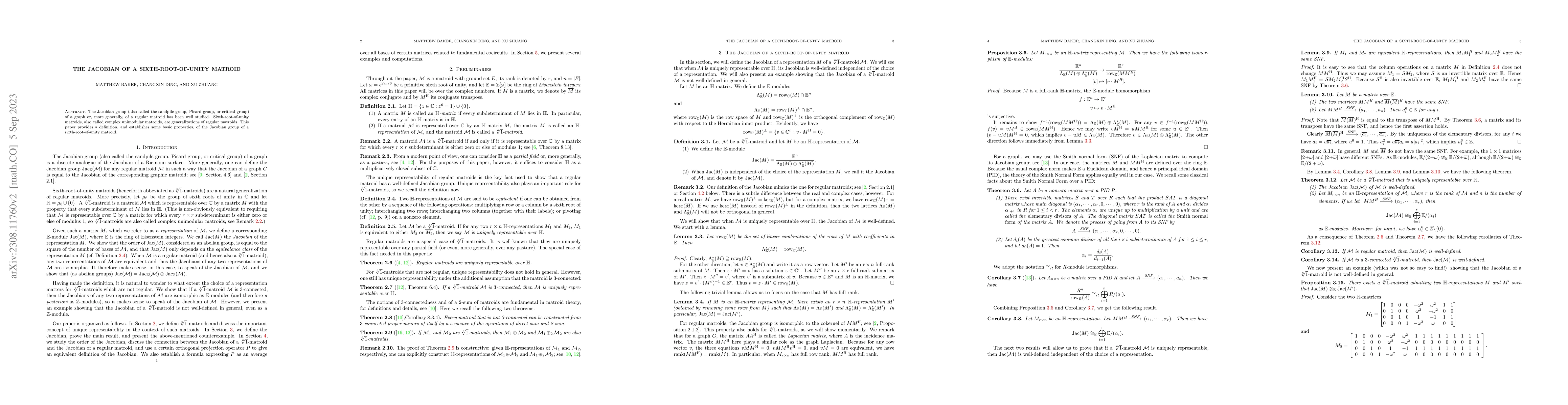 Thumbnail for The Jacobian of a Sixth-Root-of-Unity Matroid