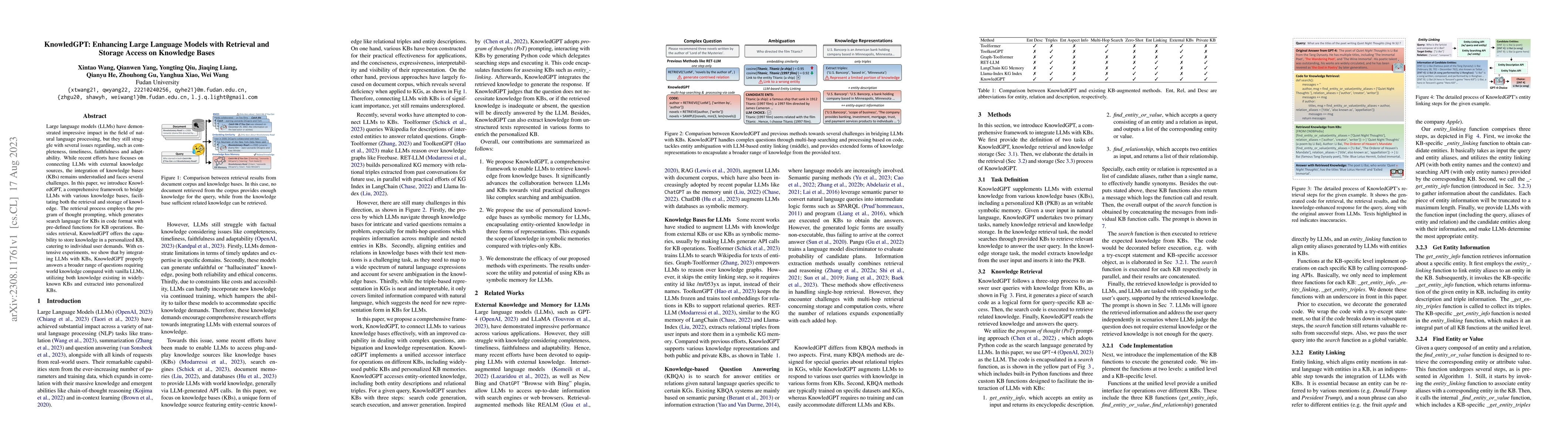 Thumbnail for KnowledGPT: Enhancing Large Language Models with Retrieval and Storage
  Access on Knowledge Bases