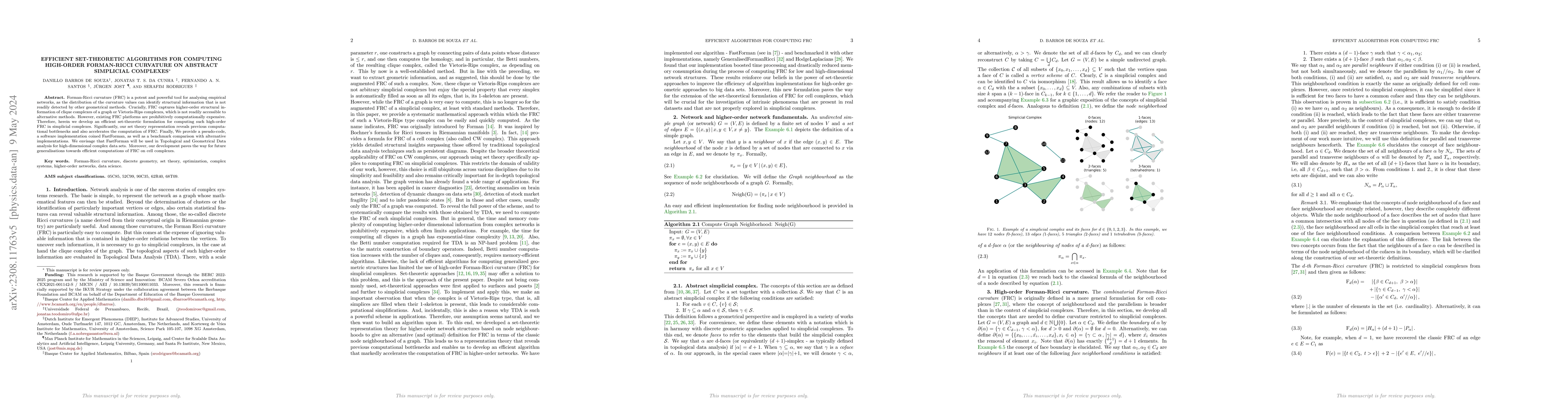 Thumbnail for Efficient set-theoretic algorithms for computing high-order Forman-Ricci
  curvature on abstract simplicial complexes