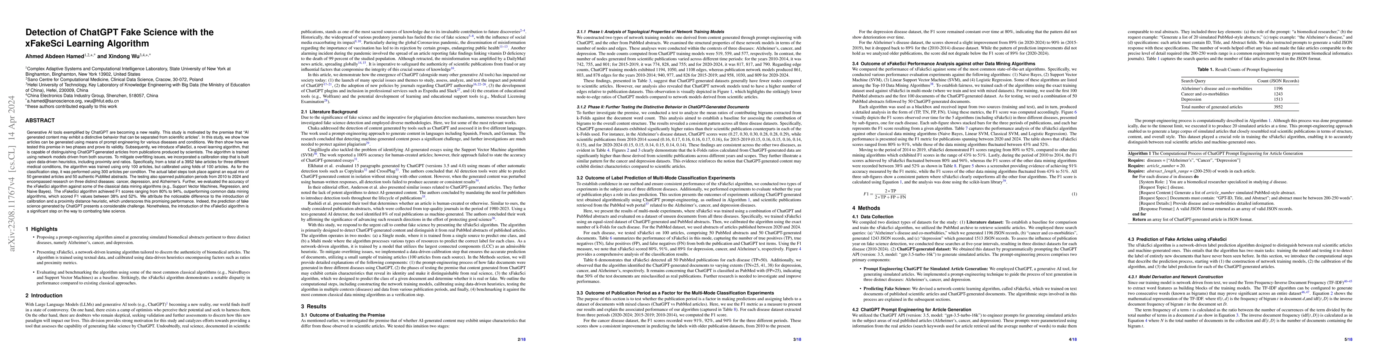 Thumbnail for Detection of ChatGPT Fake Science with the xFakeSci Learning Algorithm