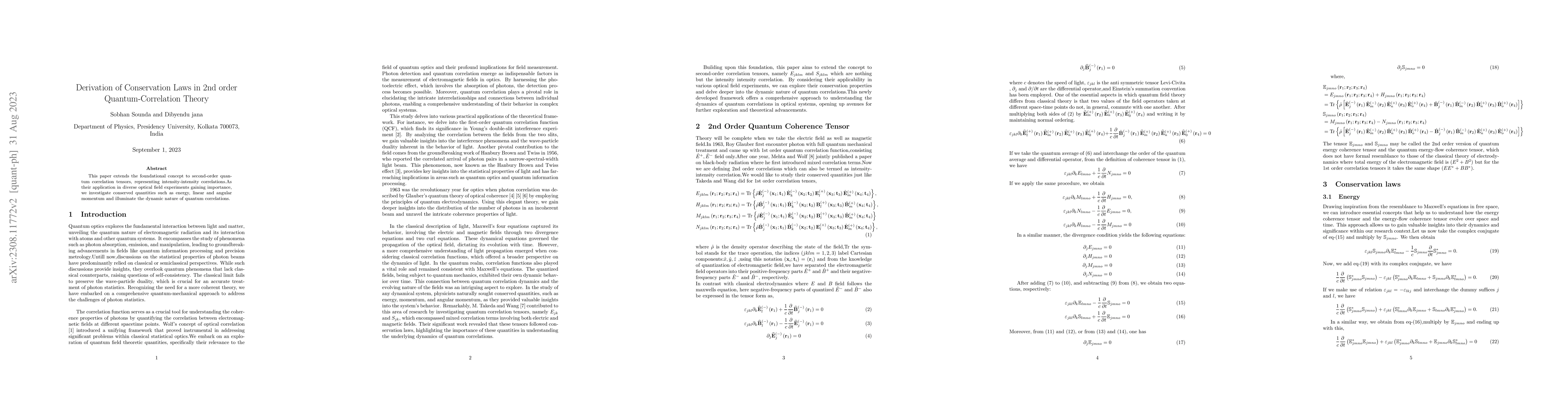 Thumbnail for Derivation of Conservation Laws in 2nd order Quantum-Correlation Theory