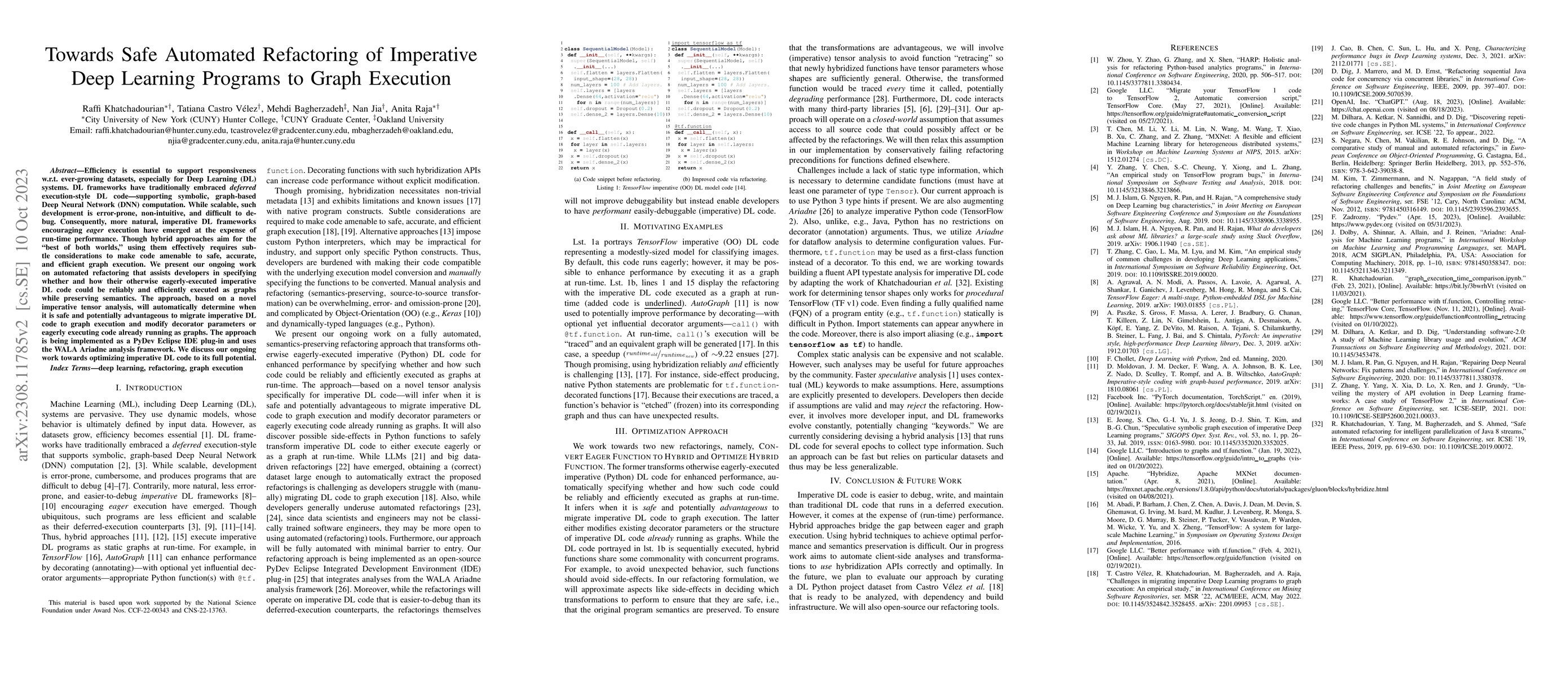 Thumbnail for Towards Safe Automated Refactoring of Imperative Deep Learning Programs
  to Graph Execution