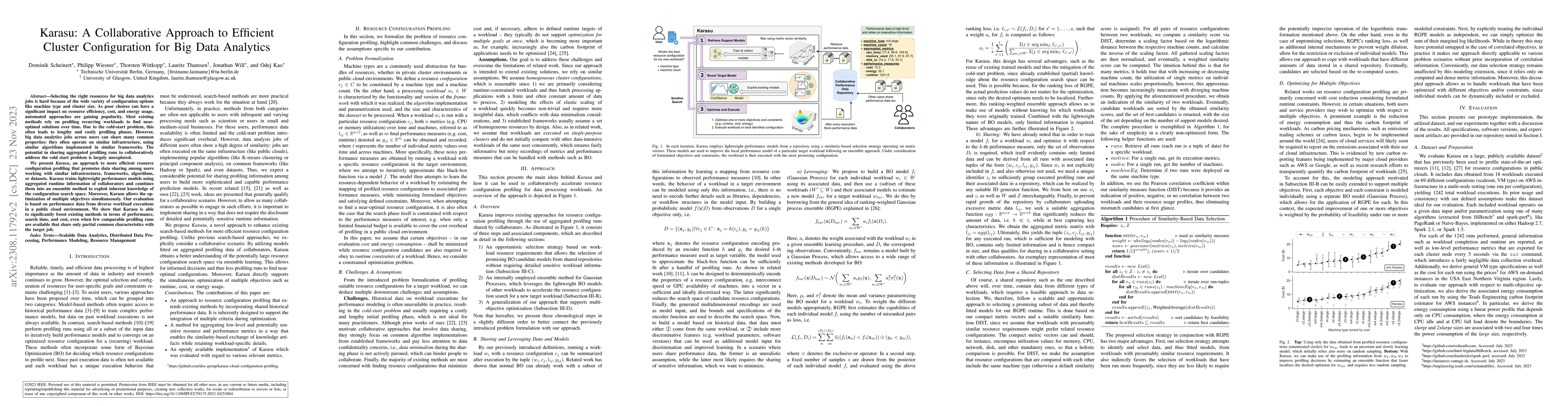 Thumbnail for Karasu: A Collaborative Approach to Efficient Cluster Configuration for
  Big Data Analytics