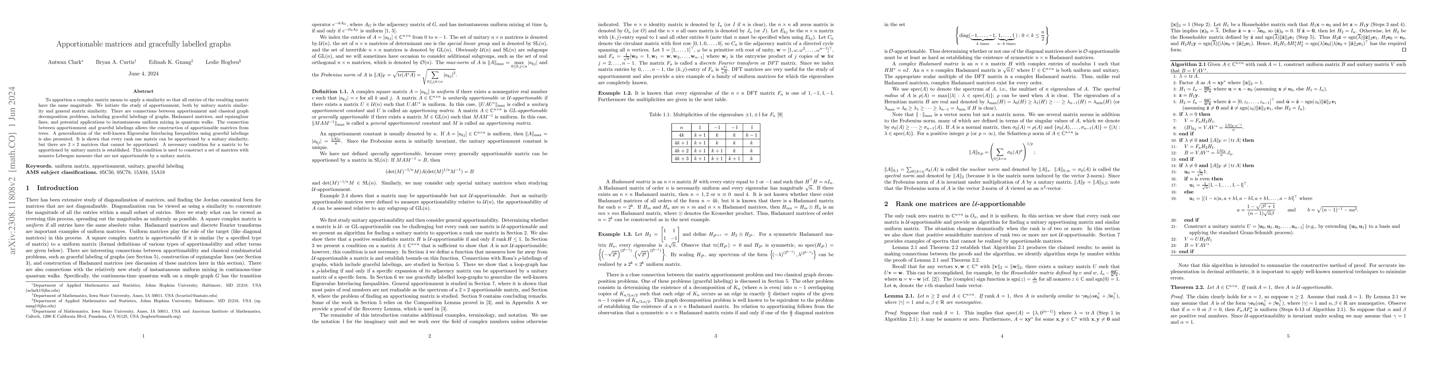 Thumbnail for Apportionable matrices and gracefully labelled graphs
