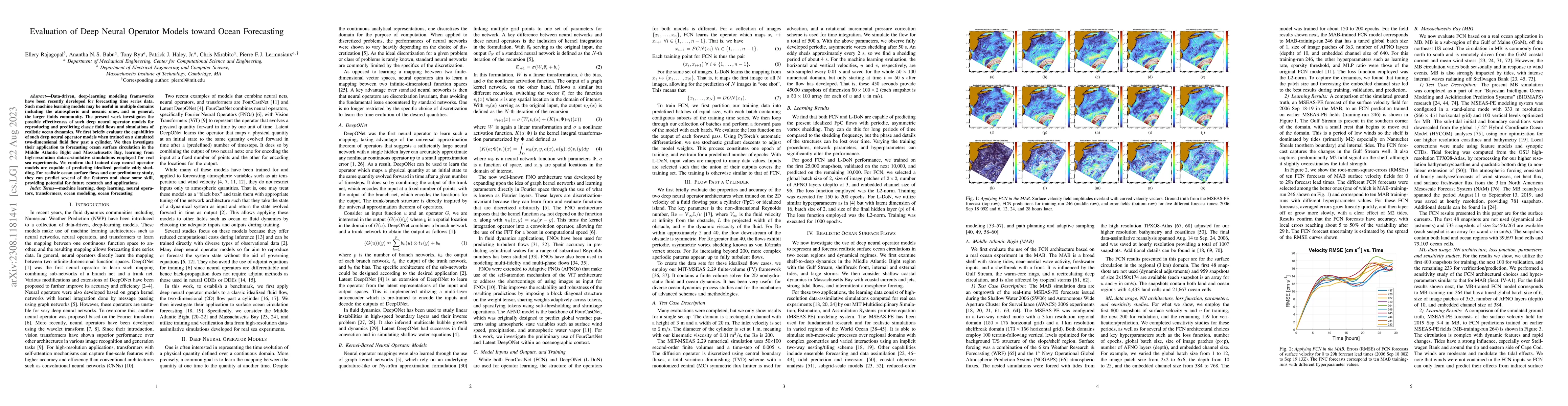 Thumbnail for Evaluation of Deep Neural Operator Models toward Ocean Forecasting