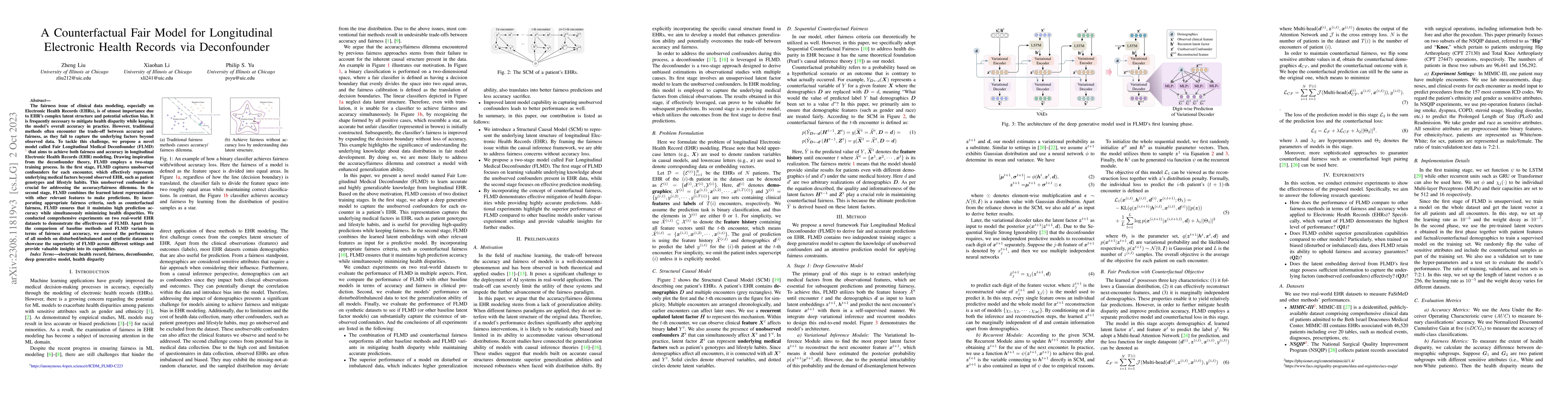Thumbnail for A Counterfactual Fair Model for Longitudinal Electronic Health Records
  via Deconfounder