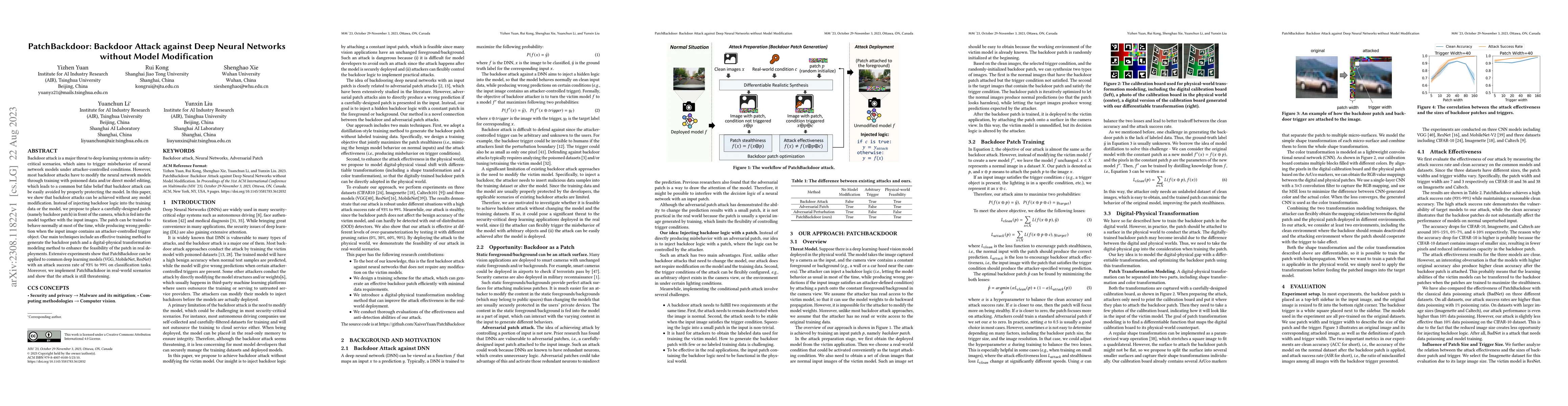 Thumbnail for PatchBackdoor: Backdoor Attack against Deep Neural Networks without
  Model Modification