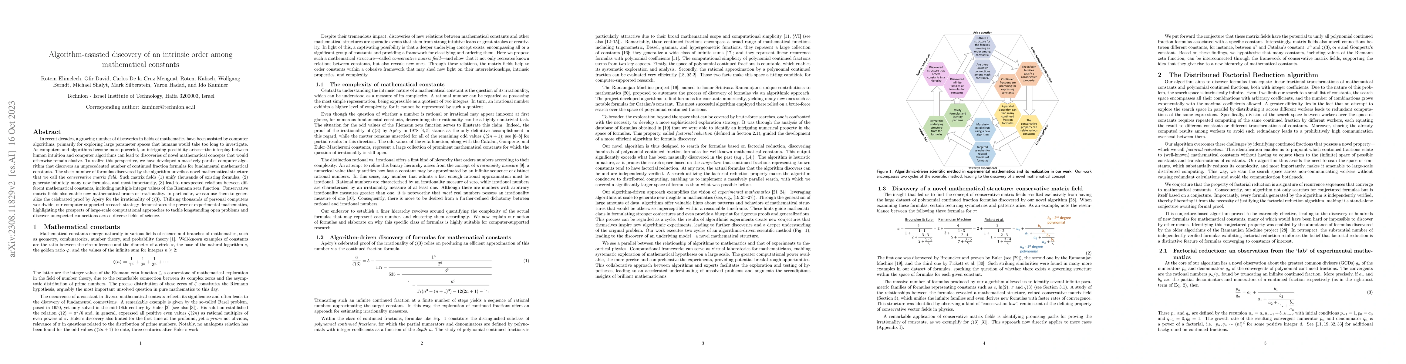 Thumbnail for Algorithm-assisted discovery of an intrinsic order among mathematical
  constants