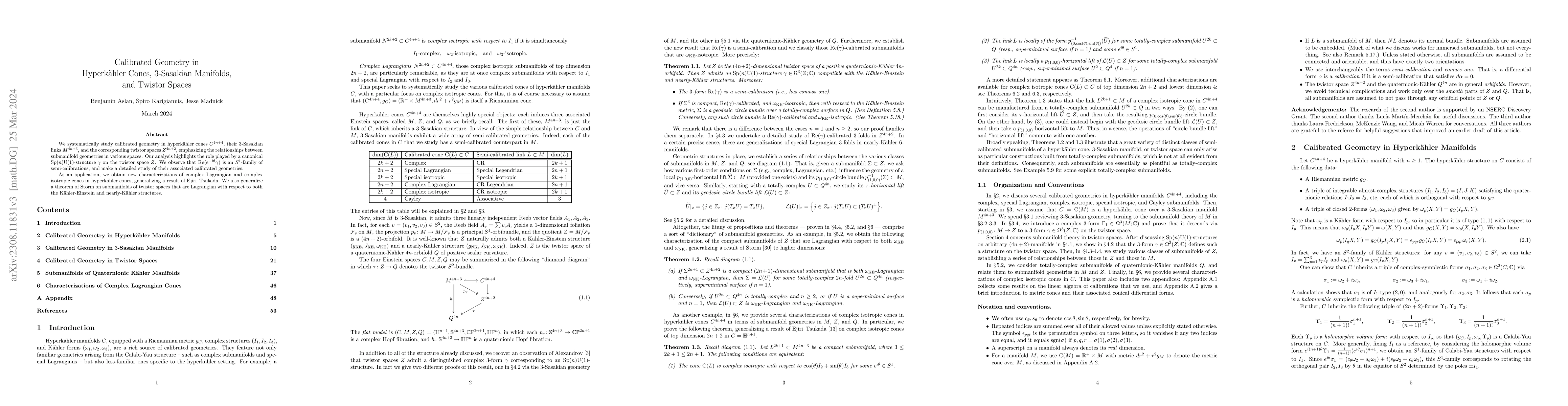 Thumbnail for Calibrated Geometry in Hyperkahler Cones, 3-Sasakian Manifolds, and
  Twistor Spaces
