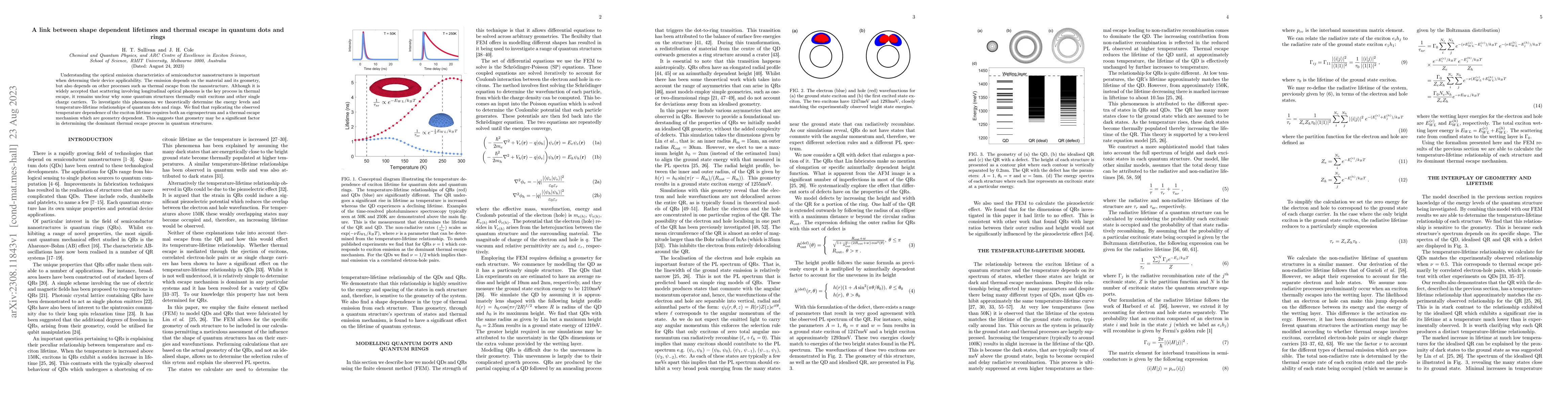 Thumbnail for A link between shape dependent lifetimes and thermal escape in quantum
  dots and rings