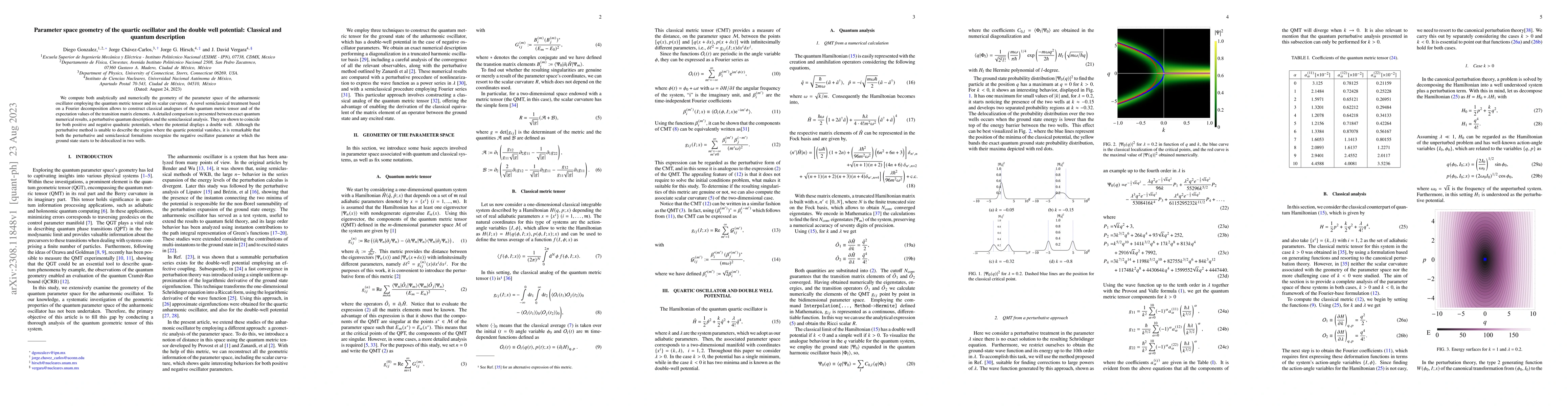 Thumbnail for Parameter space geometry of the quartic oscillator and the double well
  potential: Classical and quantum description