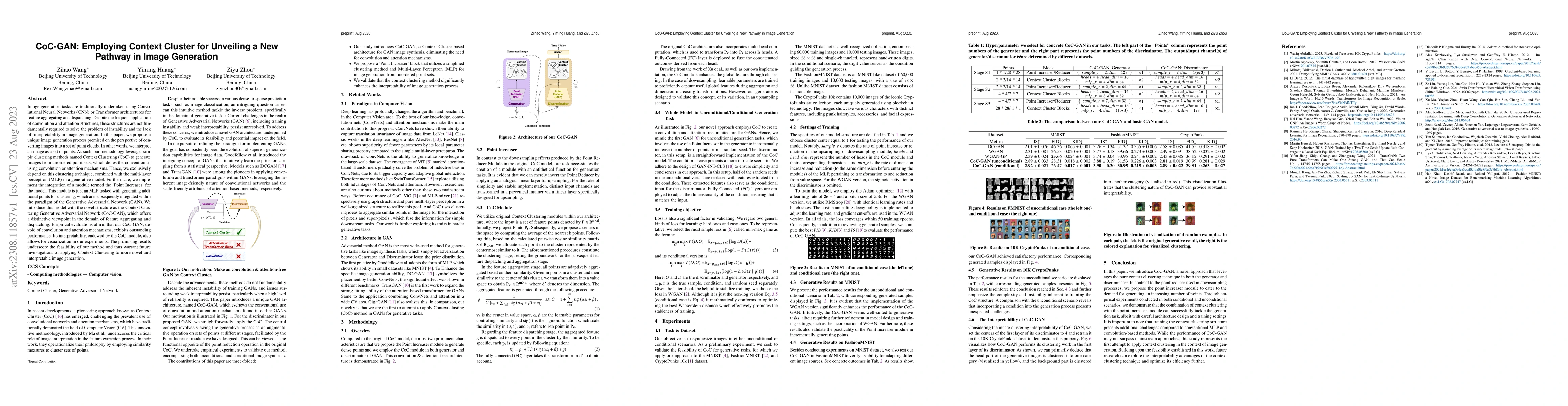 Thumbnail for CoC-GAN: Employing Context Cluster for Unveiling a New Pathway in Image
  Generation