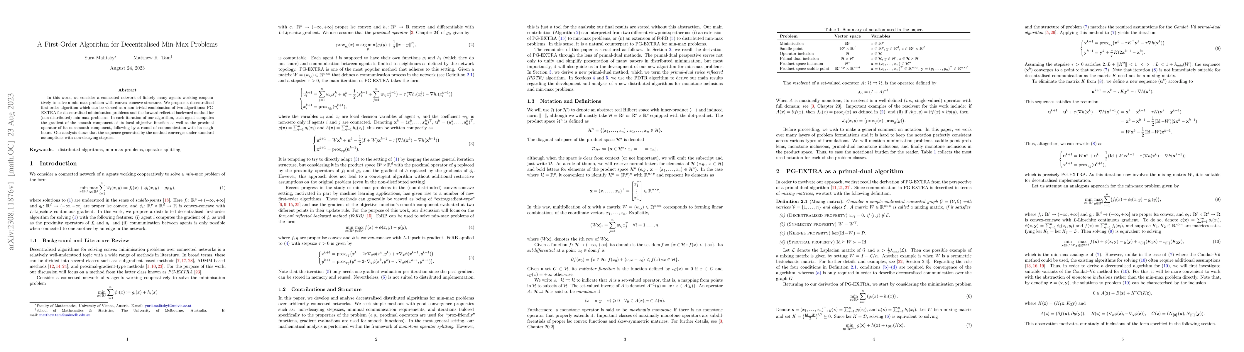 Thumbnail for A First-Order Algorithm for Decentralised Min-Max Problems