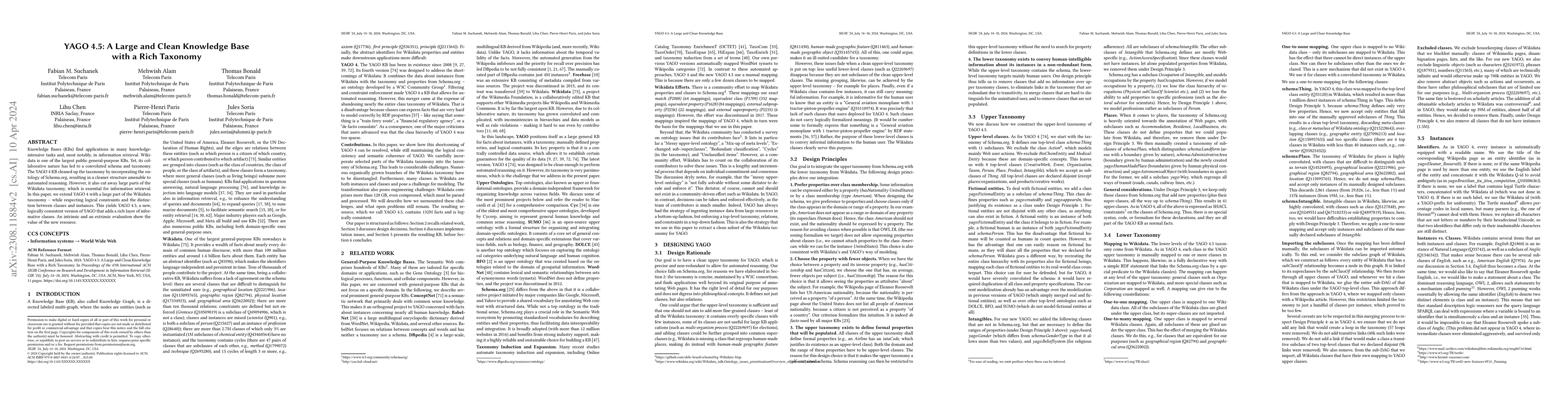 Thumbnail for YAGO 4.5: A Large and Clean Knowledge Base with a Rich Taxonomy