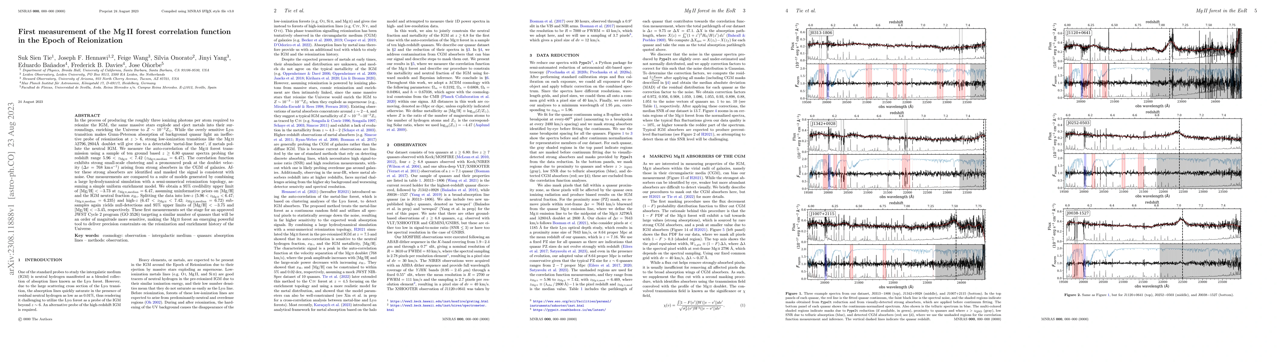 Thumbnail for First measurement of the Mg II forest correlation function in the Epoch
  of Reionization