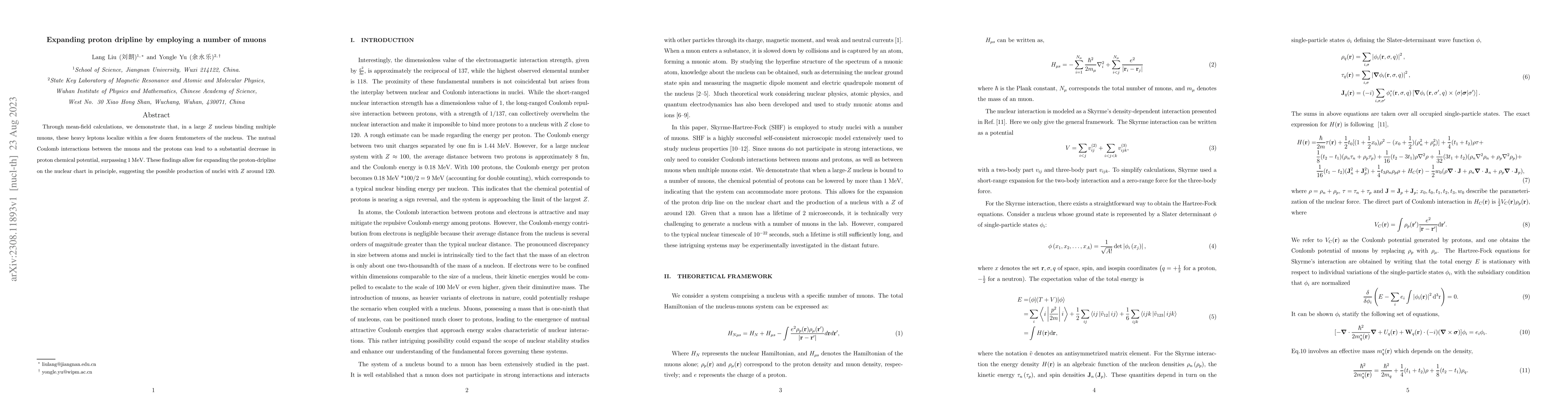 Thumbnail for Expanding proton dripline by employing a number of muons