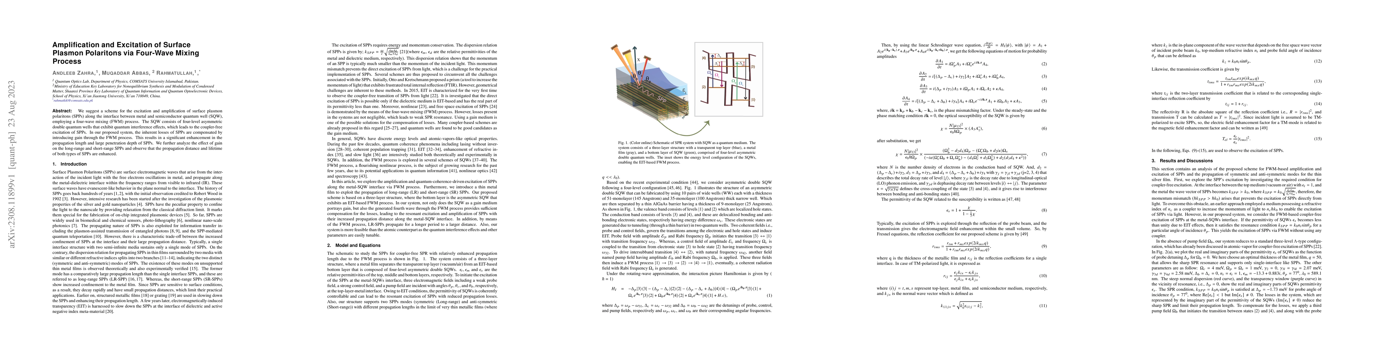 Thumbnail for Amplification and Excitation of Surface Plasmon Polaritons via Four-Wave
  Mixing Process