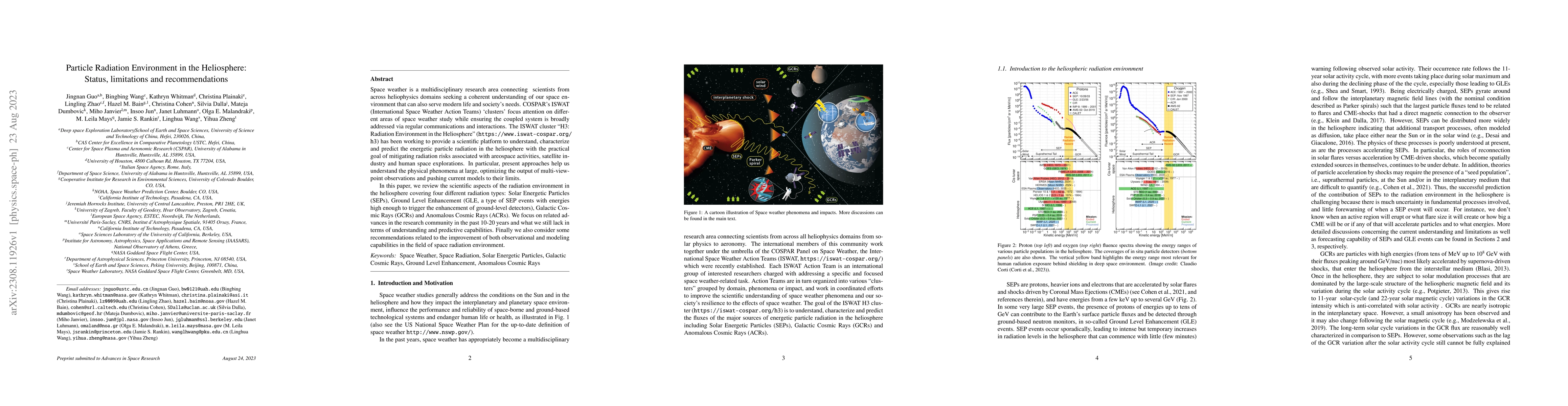 Thumbnail for Particle Radiation Environment in the Heliosphere: Status, limitations
  and recommendations