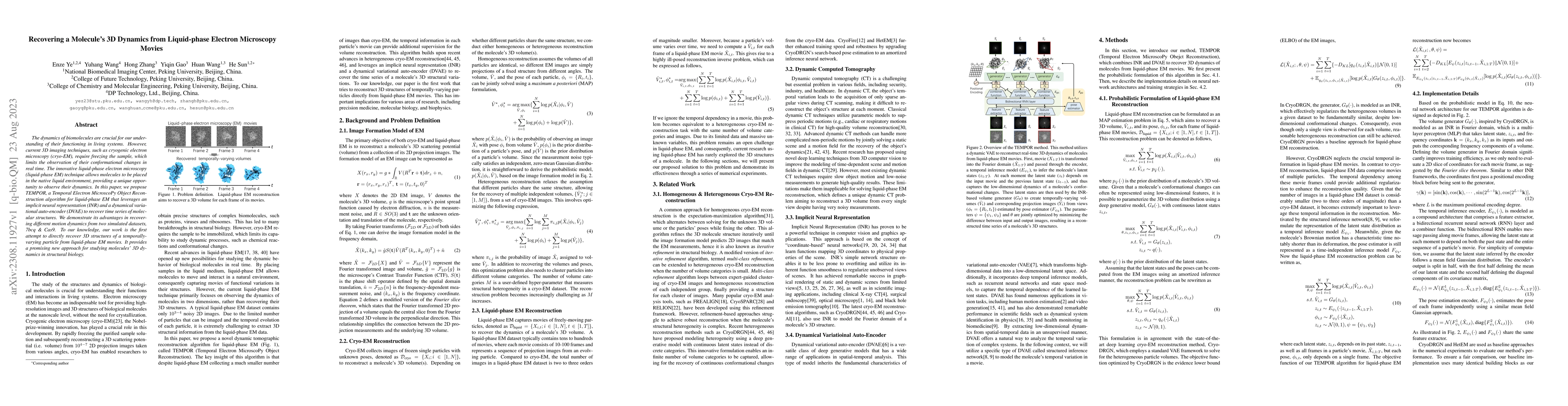 Thumbnail for Recovering a Molecule's 3D Dynamics from Liquid-phase Electron
  Microscopy Movies